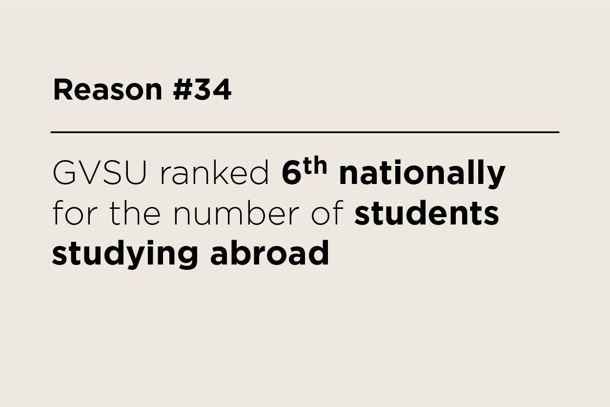 GVSU ranked 6th nationally for the number of students studying abroad